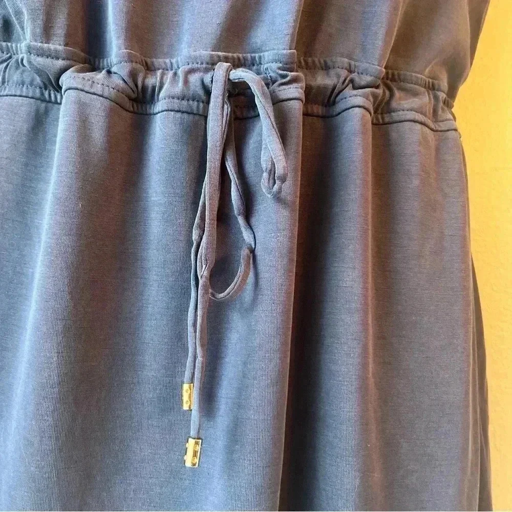 Naked Zebra Navy Blue T-shirt Mini Dress Tunic Drawstring Waist Short Sleeve Med - Picture 6 of 14